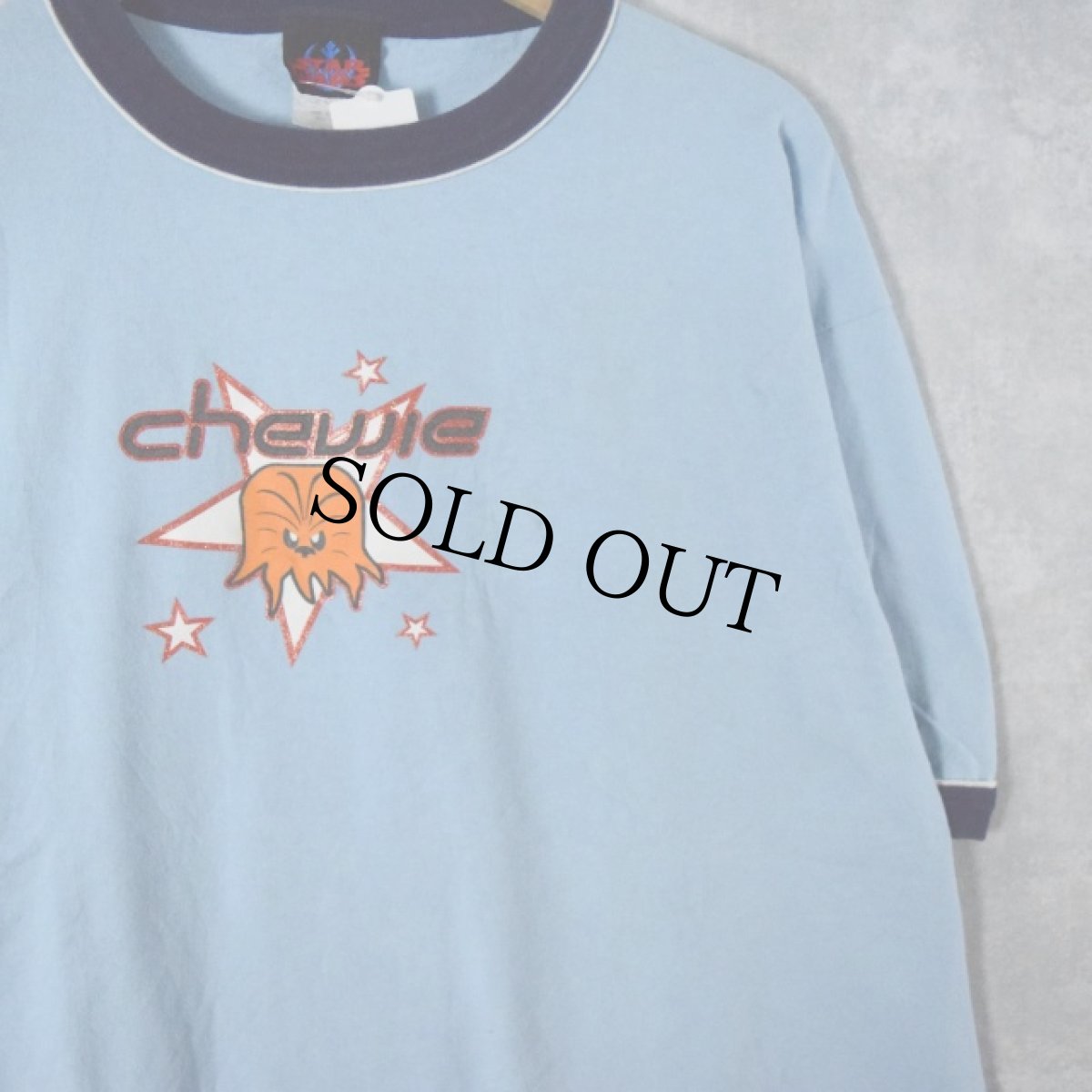 画像1: 90's STAR WARS USA製 チューバッカ 映画プリント リンガーTシャツ XL (1)