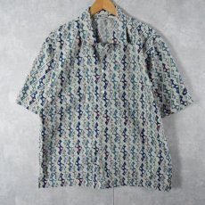 画像1: 90's〜 NIKE 総柄 コットンポプリン オープンカラーシャツ L (1)