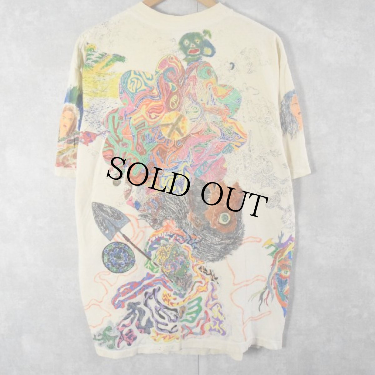 画像2: 80〜90's USA製 ハンドペイント Tシャツ XL (2)