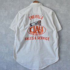 画像1: 60's Lee USA製 "ZWEIFEL'S SALES&SERVICE" チェーン刺繍コットンシャツ 15-15 1/2 (1)
