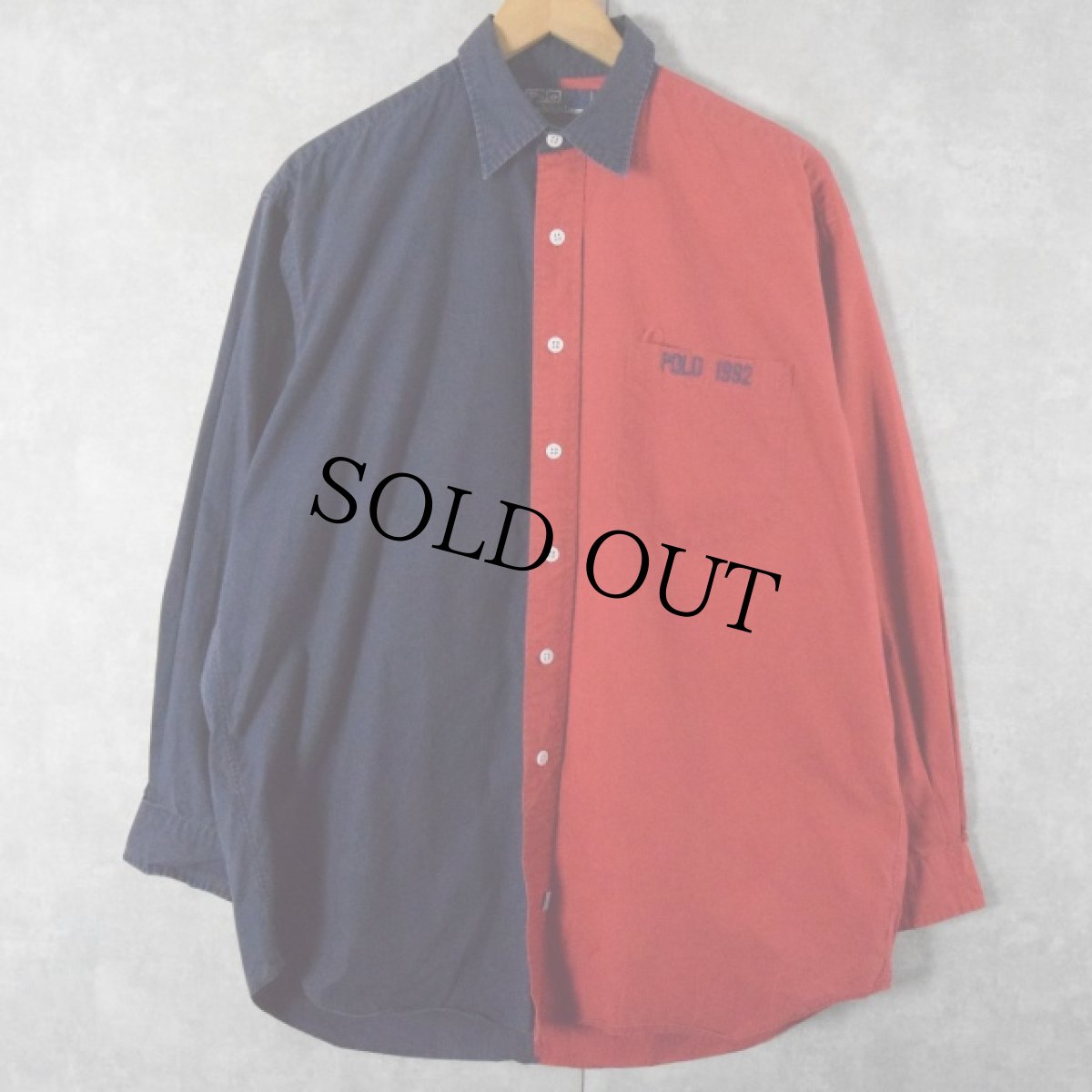 画像2: 90's POLO Ralph Lauren "POLO 1992" 切り替えデザインシャツ M (2)