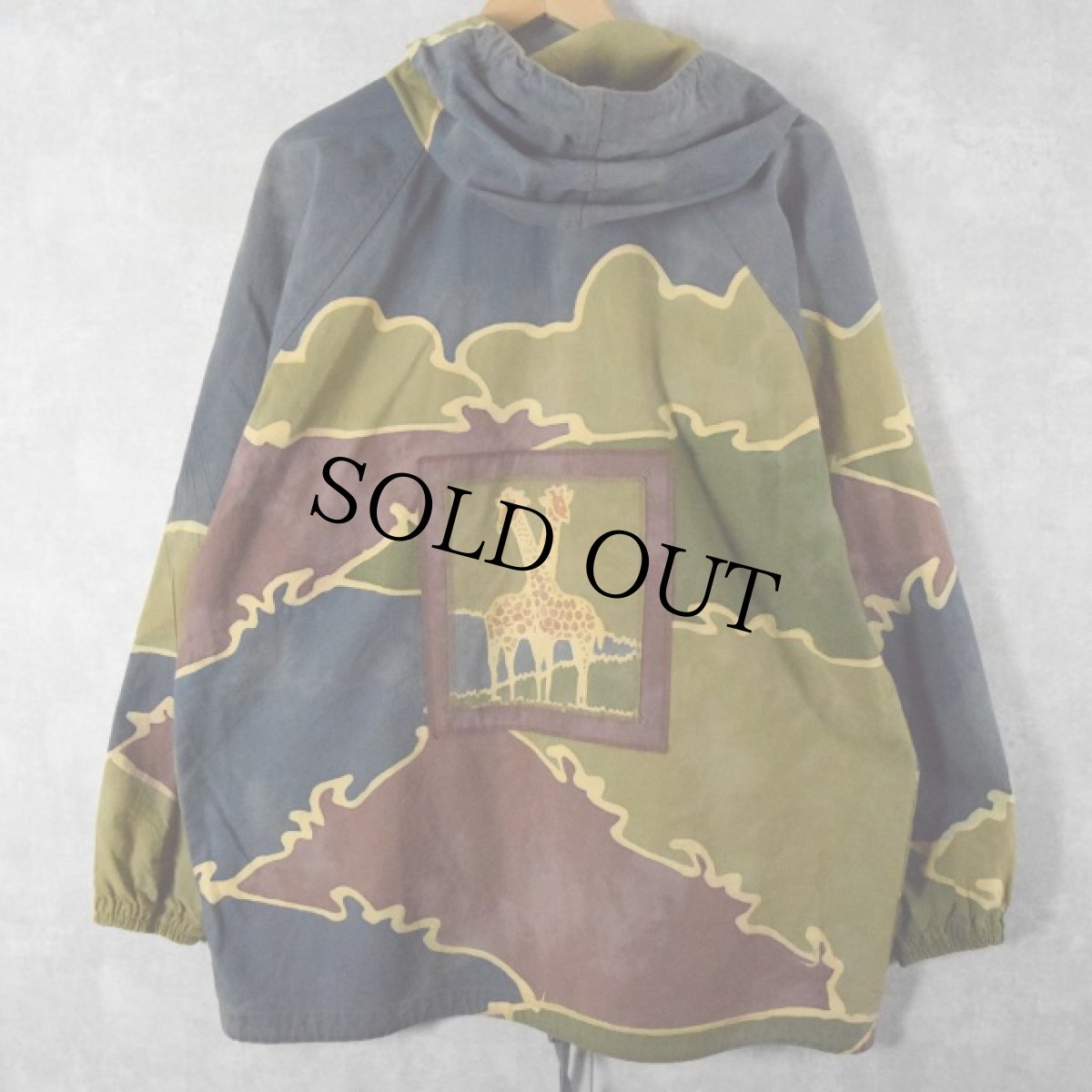 画像2: キリン柄 ろうけつ染め フルジップパーカー (2)