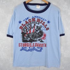 画像1: 70's "BLACK HILLS" モトクロス プリントリンガーTシャツ XL (1)