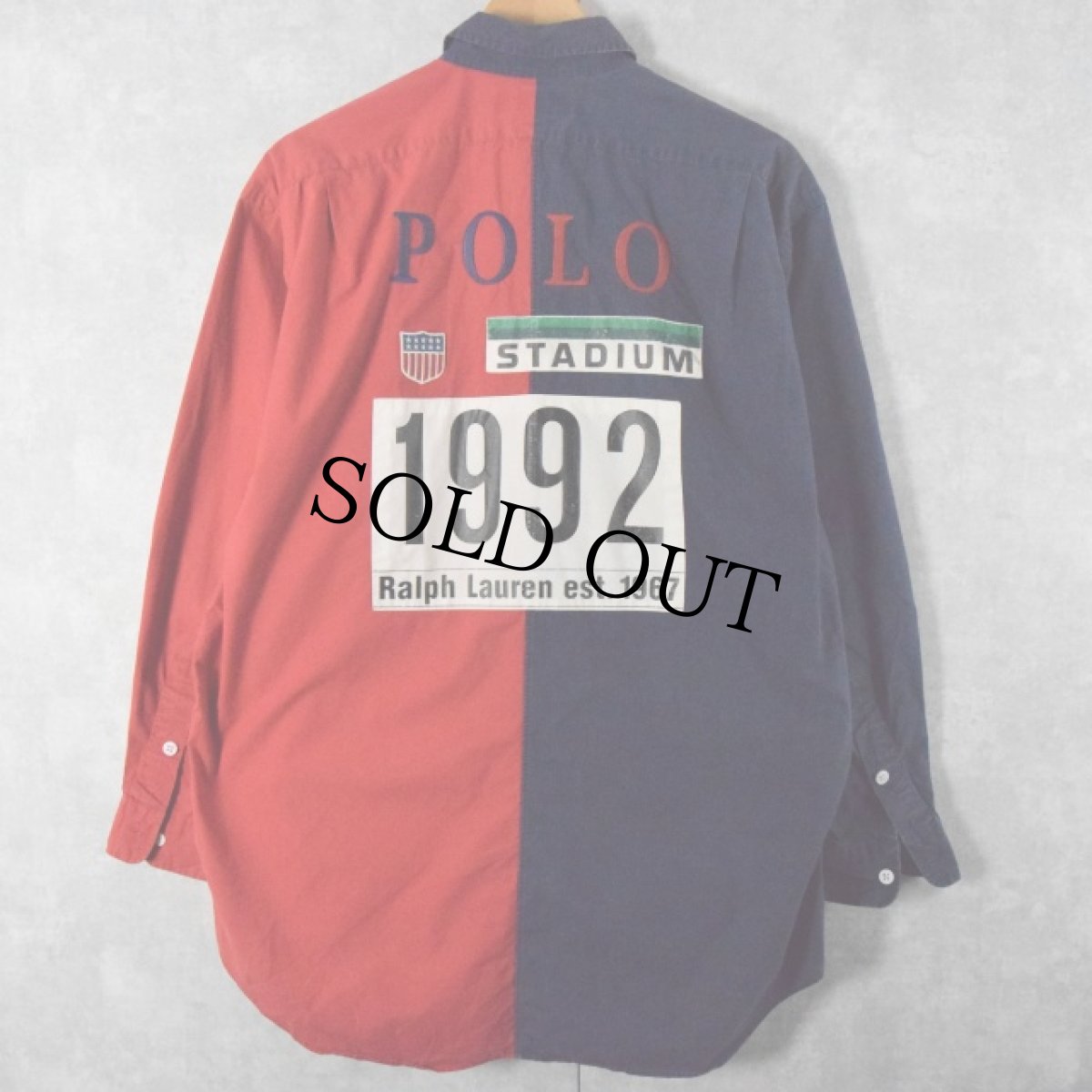 画像1: 90's POLO Ralph Lauren "POLO 1992" 切り替えデザインシャツ M (1)