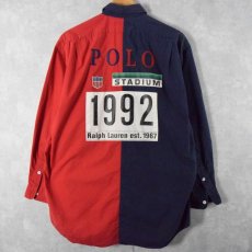 画像1: 90's POLO Ralph Lauren "POLO 1992" 切り替えデザインシャツ M (1)