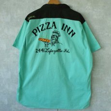 画像1: 50〜60's The Conqueror "PIZZA IN" チェーン刺繍 オープンカラーボーリングシャツ 17-17 1/2 (1)