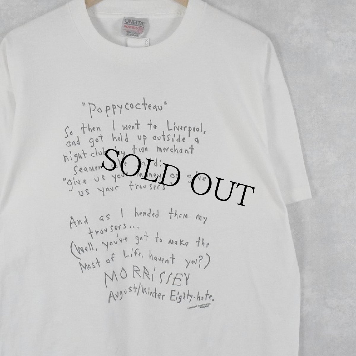 画像1: 90's MORRISSEY "Poppycocteau" ミュージシャンプリントTシャツ XL (1)