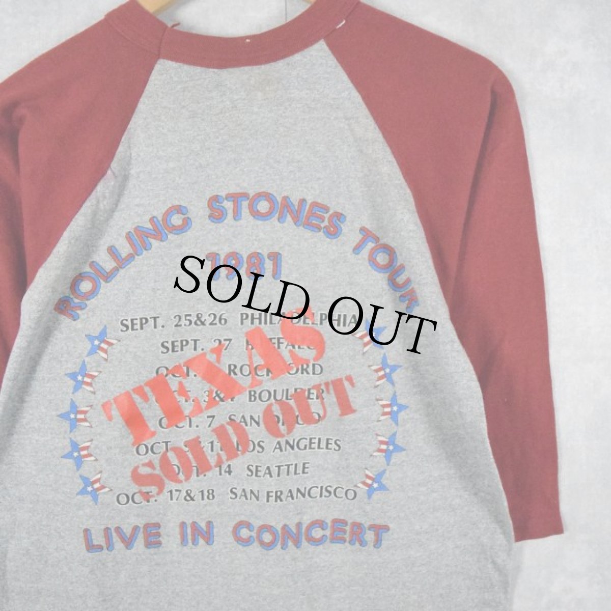 画像2: 1981 The Rolling Stones ロックバンドツアーラグランTシャツ L (2)