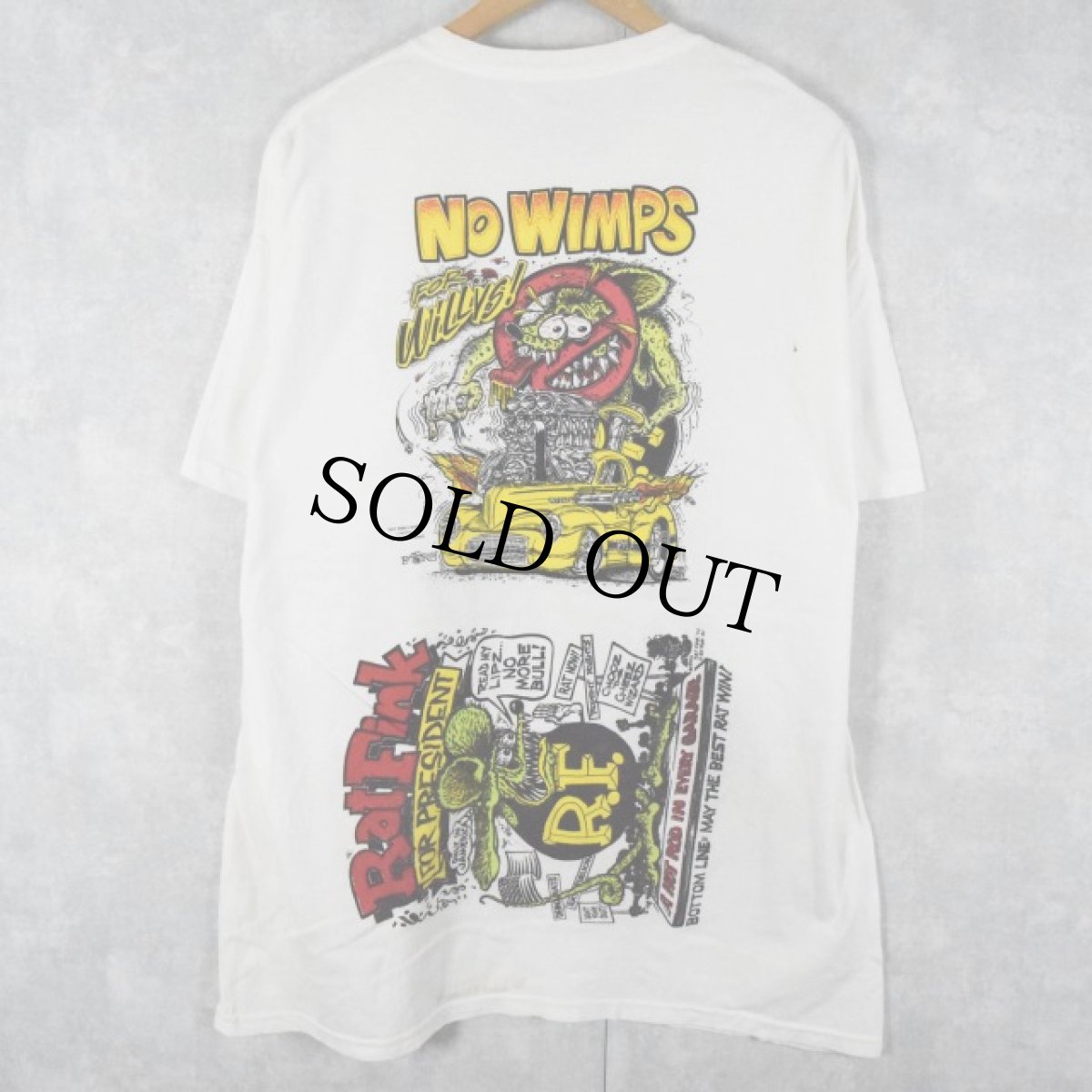 画像2: 2002〜05 RAT FINK 試し刷り キャラクターTシャツ XL (2)