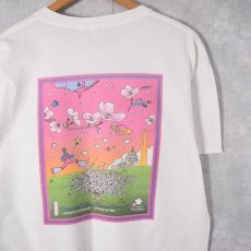画像1: 2010's Peter Max "NATIONAL Cherry Blossom FESTIVAL" アートプリントTシャツ L (1)