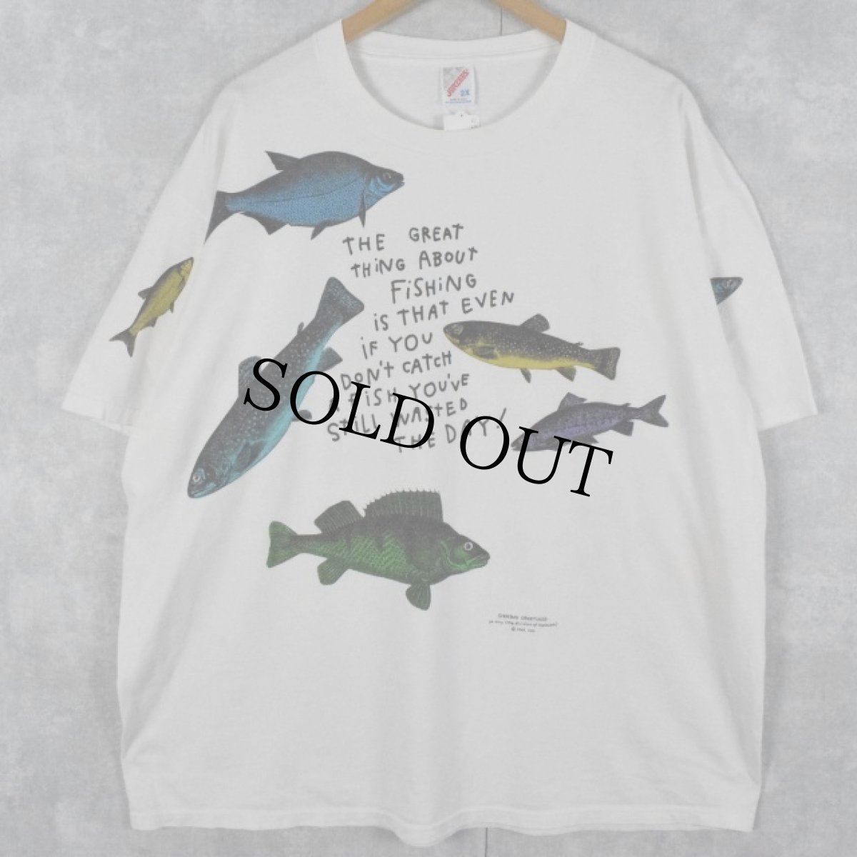 画像1: 90's SHOEBOX USA製 魚イラストプリントTシャツ 2XL (1)