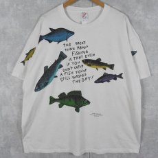 画像1: 90's SHOEBOX USA製 魚イラストプリントTシャツ 2XL (1)