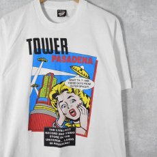 画像1: 80〜90's USA製 "TOWER PASADENA" アートプリントTシャツ XL (1)