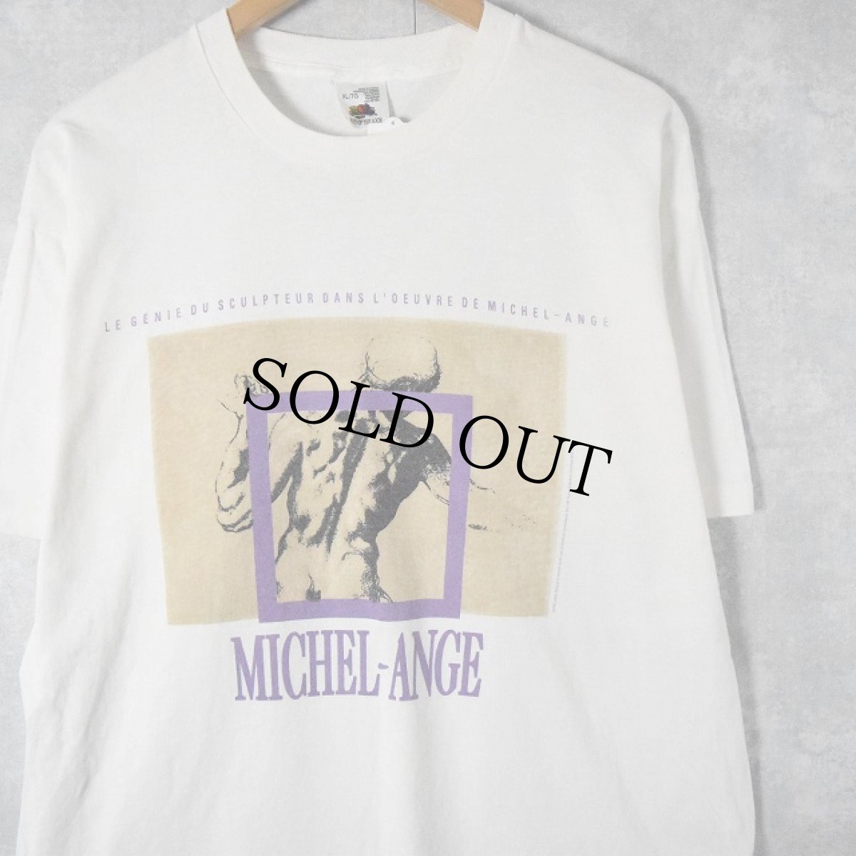 画像1: 90's MICHELANGELO CANADA製 "MICKEL-ANGE" アートプリントTシャツ XL (1)