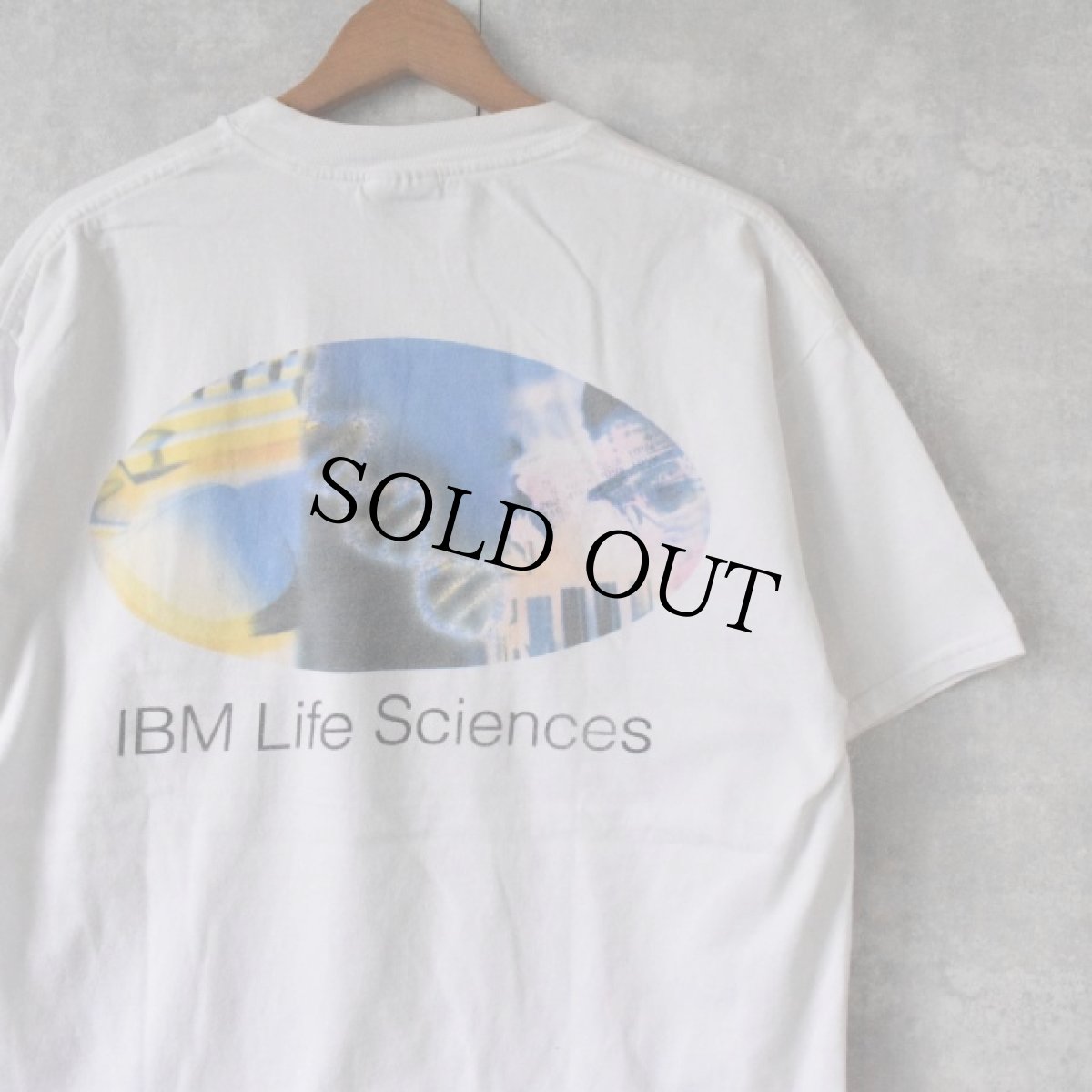 画像1: "IBM Life Sciences" 企業ロゴプリントTシャツ L (1)