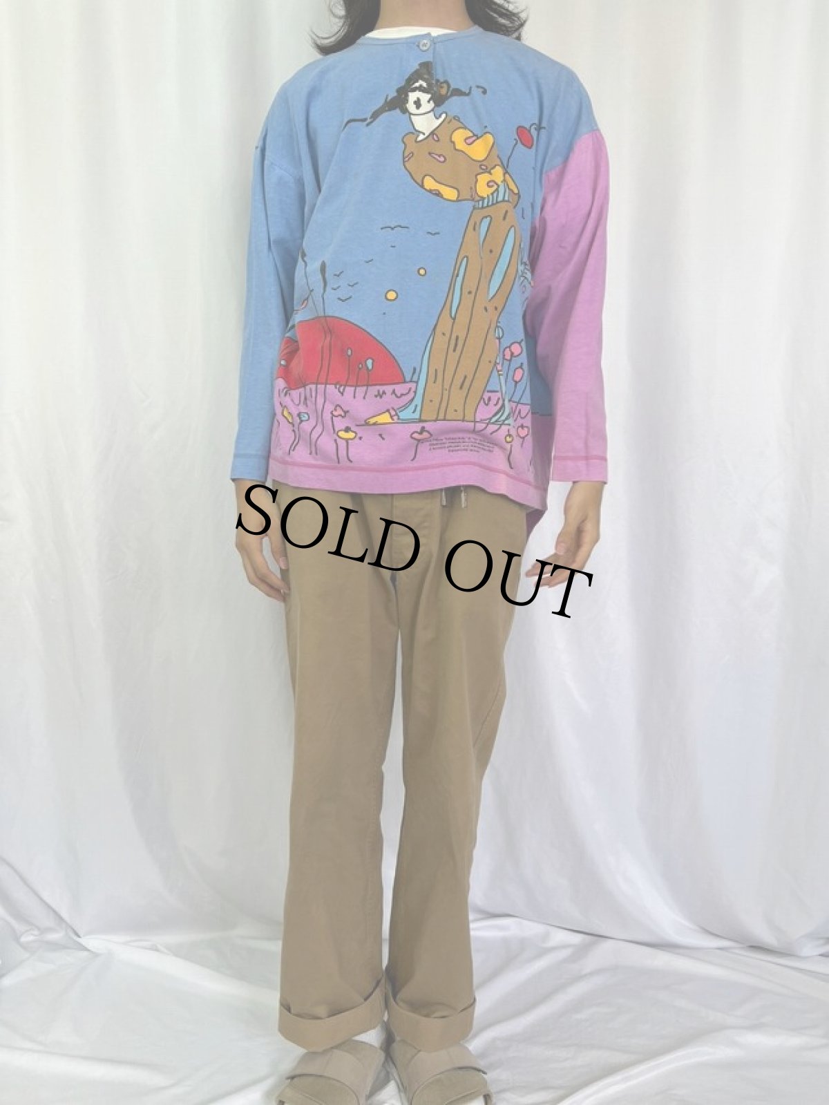 画像2: 80's NEO MAX "PETER MAX SIGNATURE SERIES" アート柄 ヘンリーネックロンT L (2)