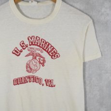 画像1: 60's U.S.MARINES QUANTICO,VA. 染み込みプリントTシャツ M (1)