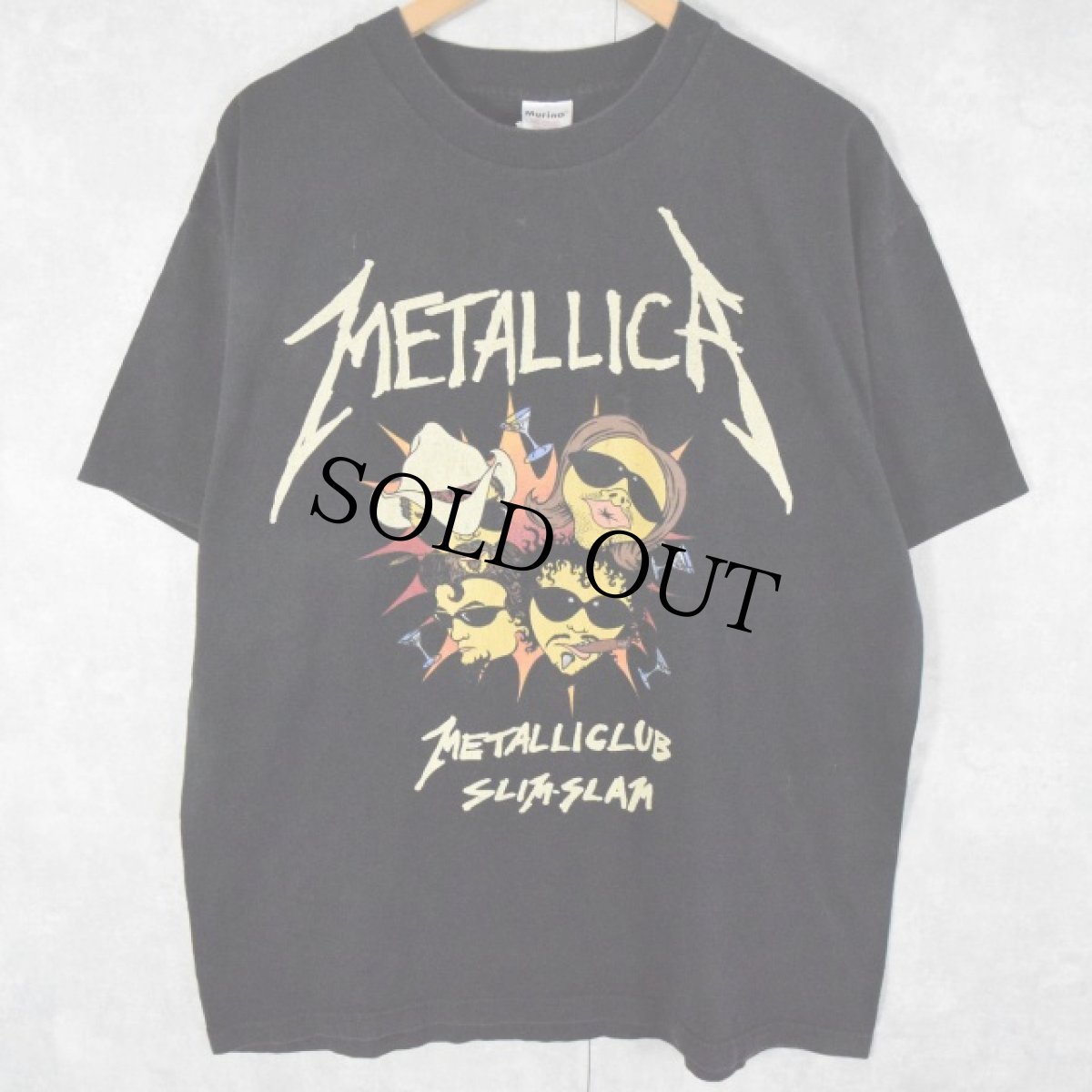 画像1: 90's METALLICA USA製 "METALLICLUB SLIM-SLAM" ヘヴィメタルバンド プリントTシャツ XL (1)