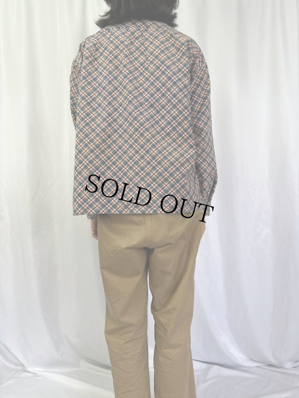 画像4: 50's PENNY'S TOWNCRAFT チェック柄 プリントコーデュロイオープンカラーシャツ L (4)