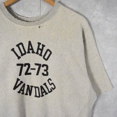 画像1: 70's Champion 単色タグ REVERSE WEAVE USA製 "IDAHO VANDALS" カットオフ ラバープリントスウェット XL (1)