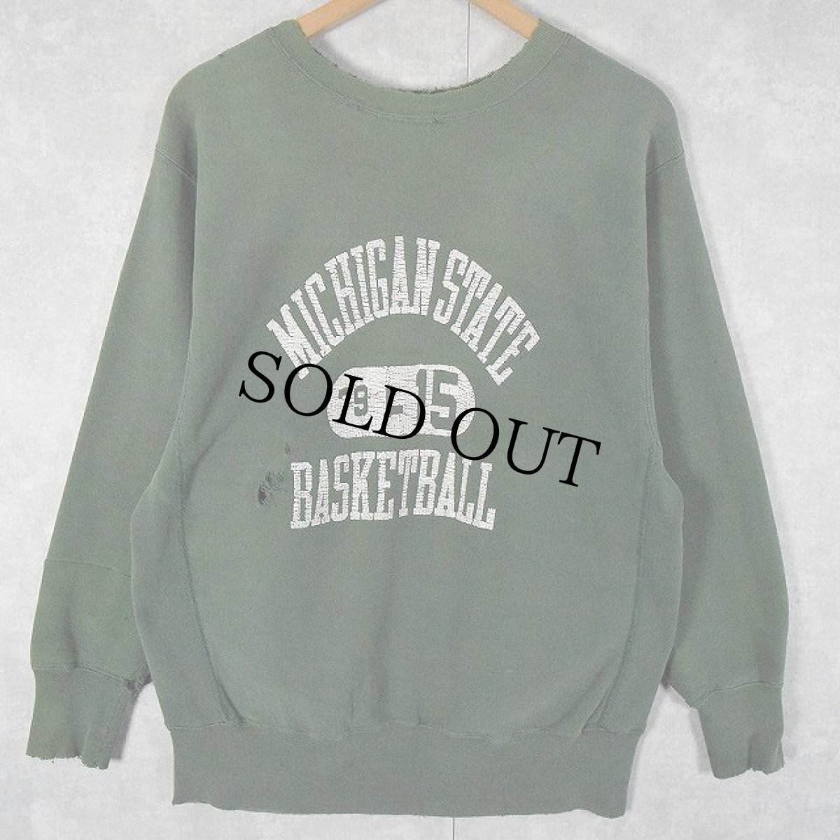 画像1: 70's Champion 青単色タグ REVERSE WEAVE USA製 "MICHIGAN STATE BASKETBALL" プリントスウェット L (1)