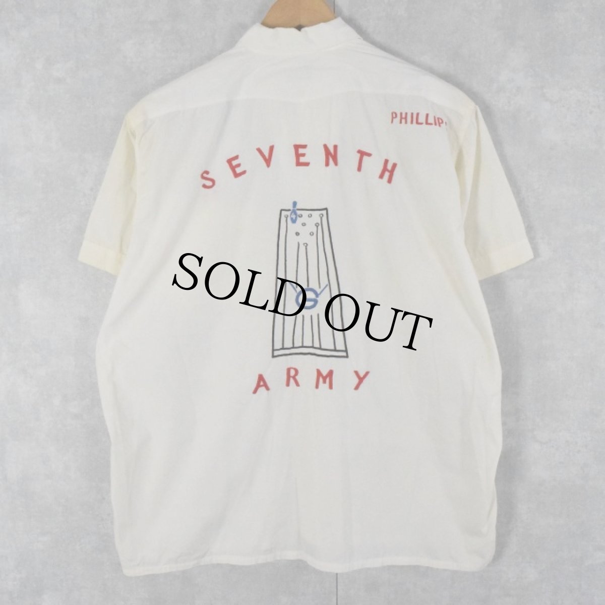 画像1: 60's Cavalier "SEVENTH ARMY" 刺繍ボーリングシャツ  (1)