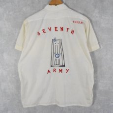 画像1: 60's Cavalier "SEVENTH ARMY" 刺繍ボーリングシャツ  (1)