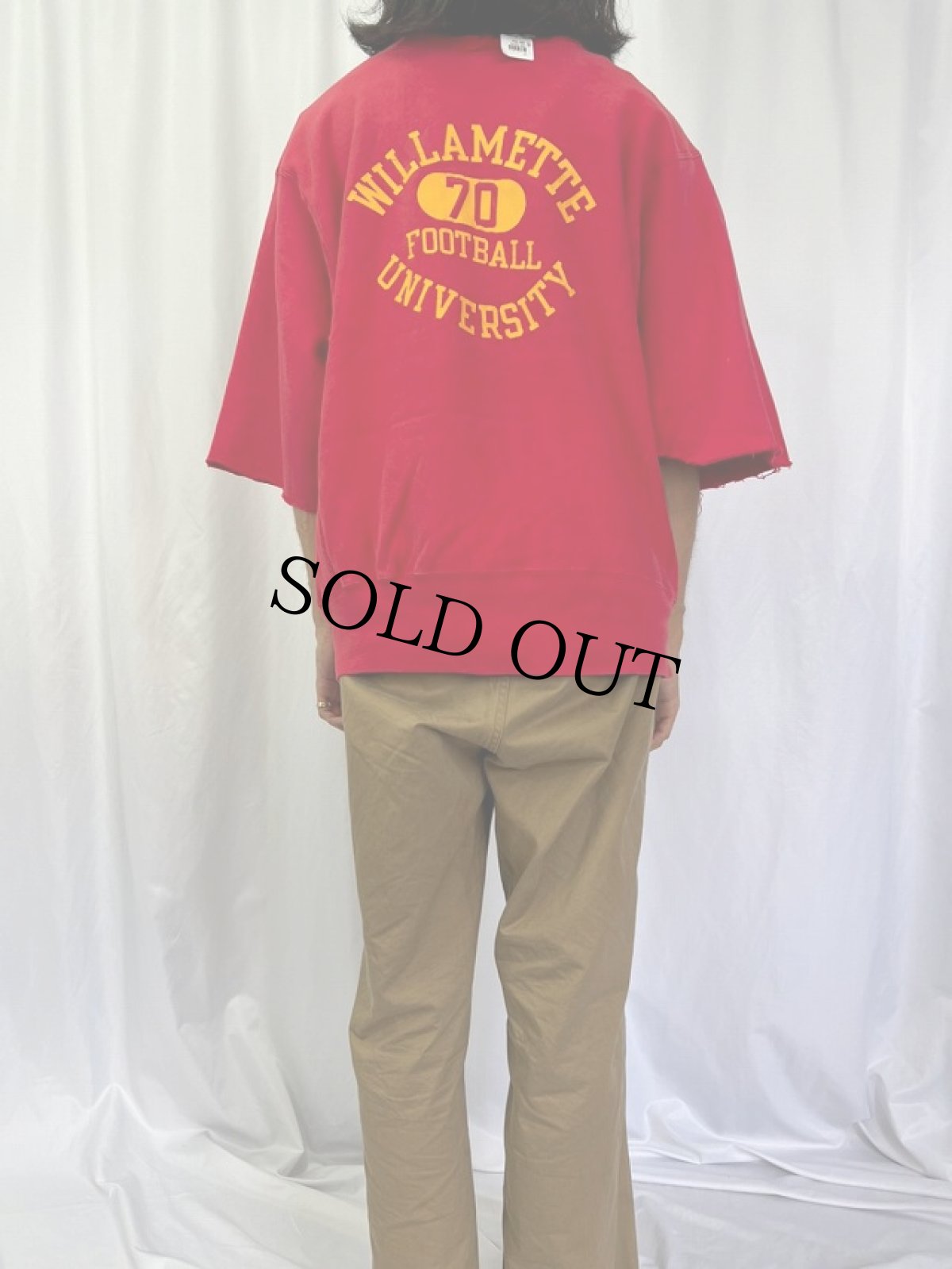 画像4: 70's Champion 青単色タグ REVERSE WEAVE USA製 "WILLAMETTE UNIVERSITY" カットオフ プリントスウェット XL (4)