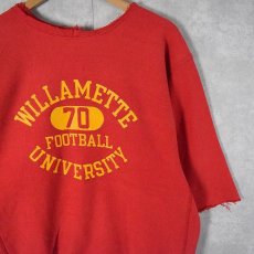 画像1: 70's Champion 青単色タグ REVERSE WEAVE USA製 "WILLAMETTE UNIVERSITY" カットオフ プリントスウェット XL (1)