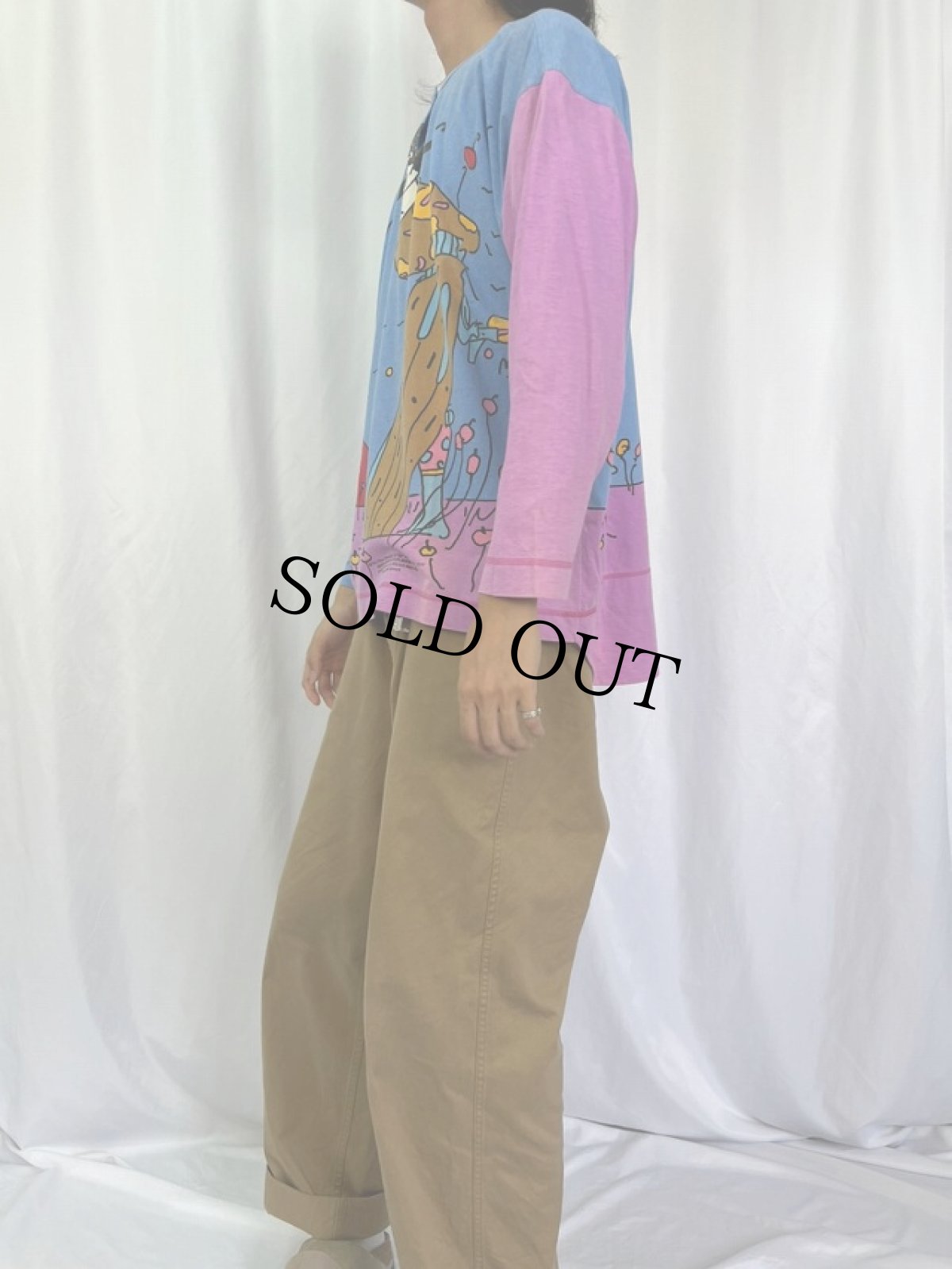 画像3: 80's NEO MAX "PETER MAX SIGNATURE SERIES" アート柄 ヘンリーネックロンT L (3)