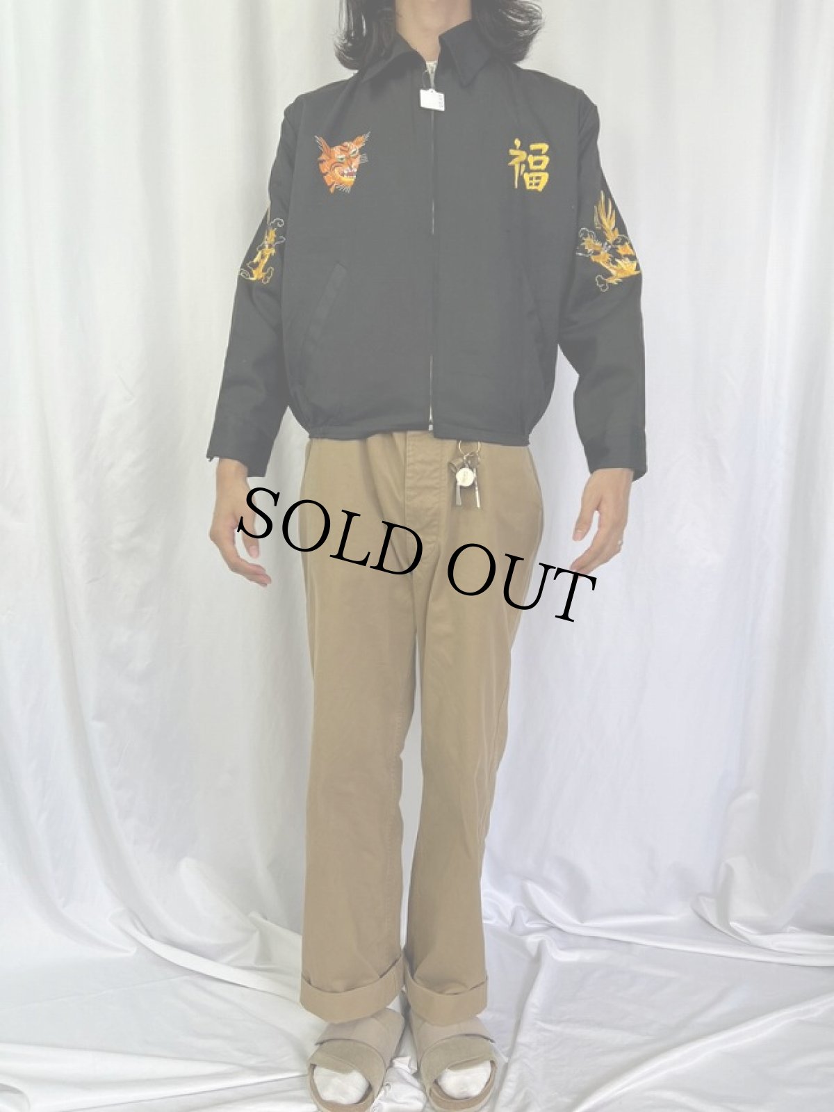 画像2: 60's "TUY-HOA VIET-NAM 66 67" 虎×龍刺繍 ベトジャン BLACK DEADSTOCK (2)