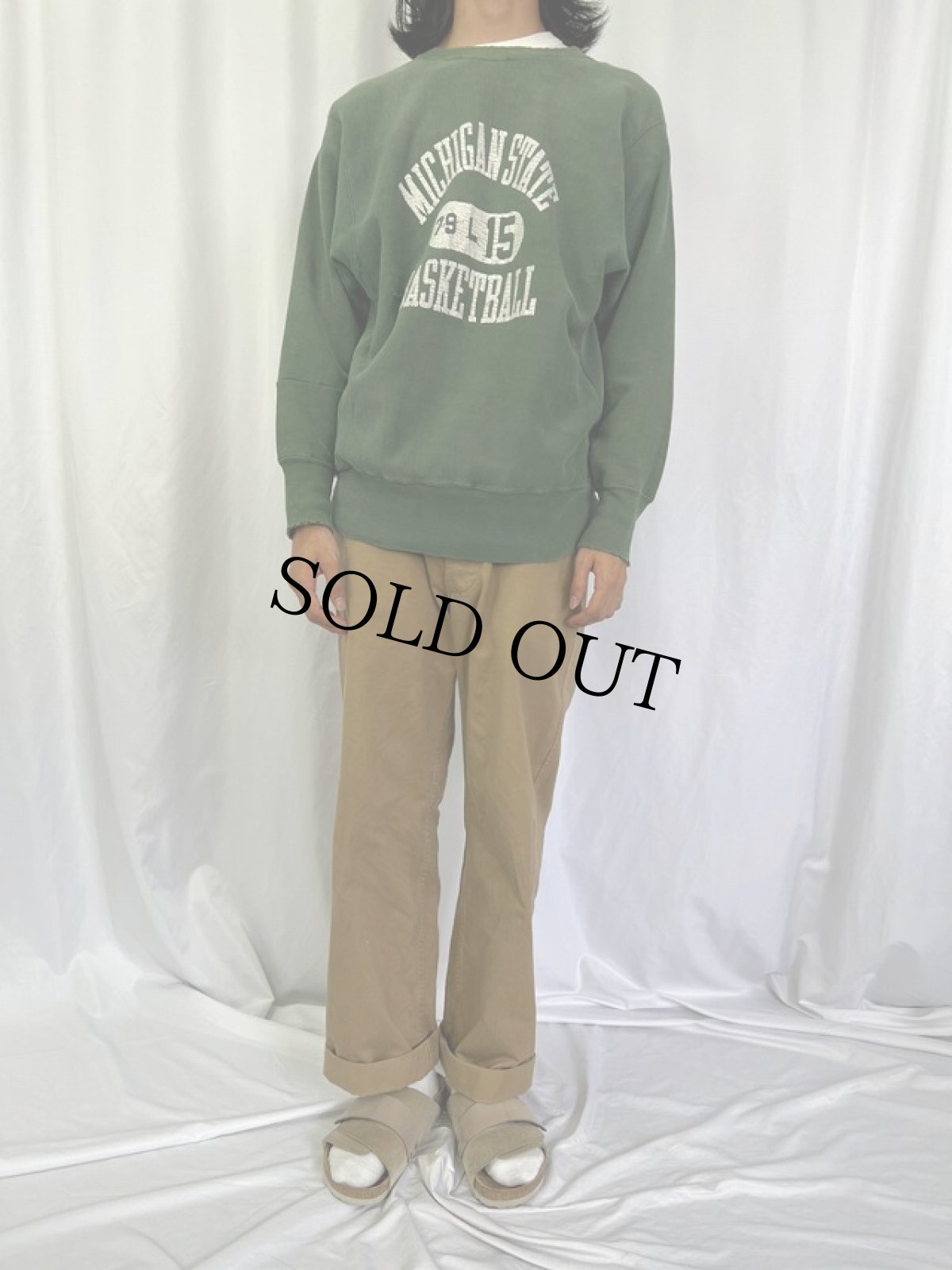 画像2: 70's Champion 青単色タグ REVERSE WEAVE USA製 "MICHIGAN STATE BASKETBALL" プリントスウェット L (2)