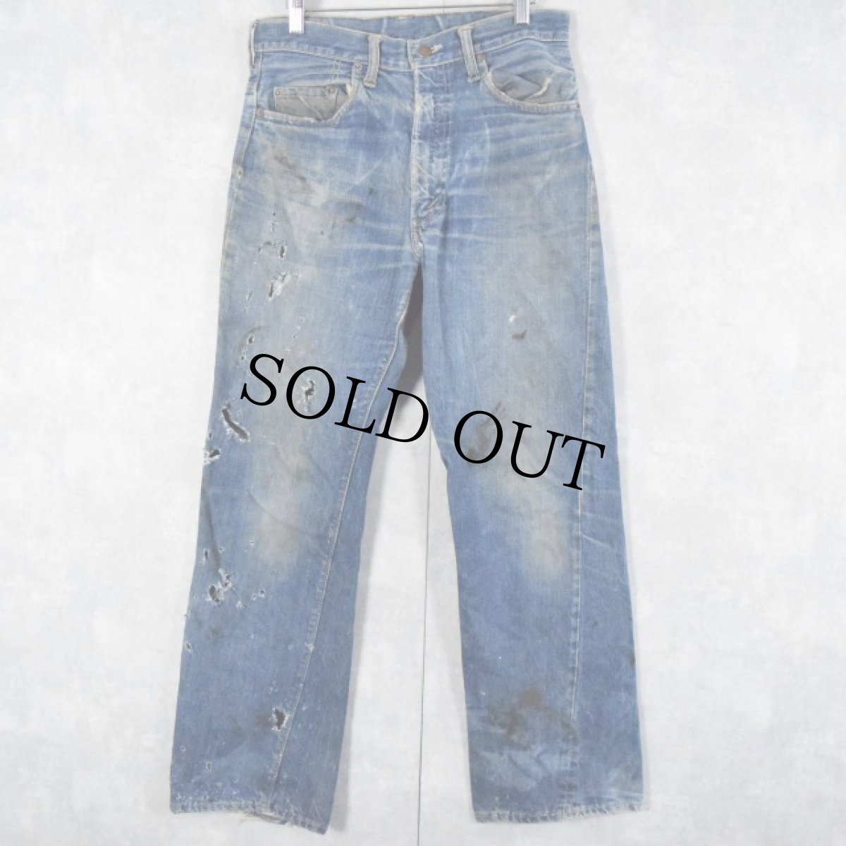 画像1: 70's LEVI'S 517 BIGE ブーツカットデニムパンツ W31 (1)