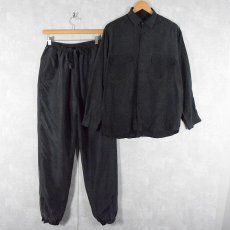 画像1: シルクシャツ&シルクイージーパンツ BLACK SETUP (1)