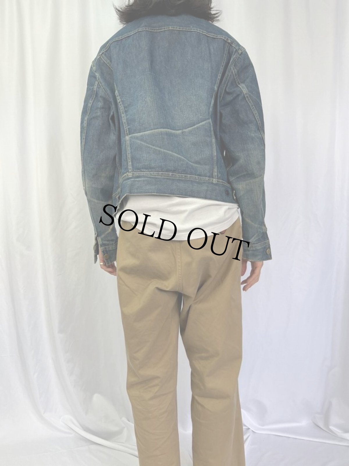 画像4: 60's Lee 黒タグ 101-J 襟レザー デニムジャケット 46REGLAR (4)