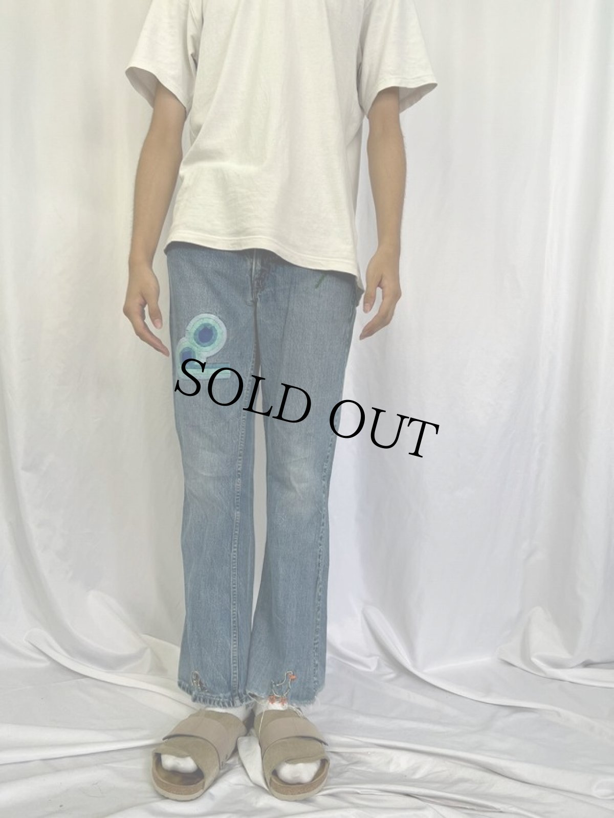 画像2: 80's Levi's 646 USA製 刺繍入り ベルボトムデニムパンツ W29 (2)