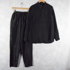 画像1: シルクシャツ&シルクイージーパンツ BLACK SETUP (1)