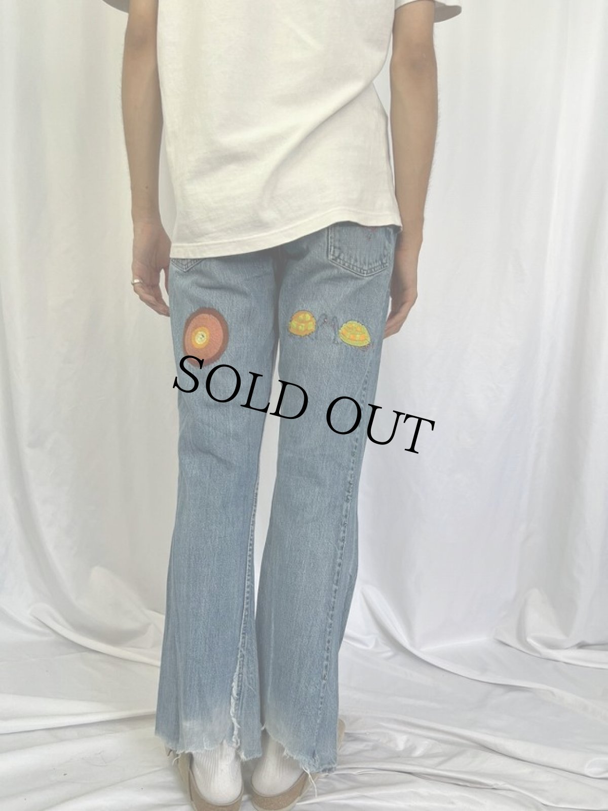 画像4: 80's Levi's 646 USA製 刺繍入り ベルボトムデニムパンツ W29 (4)