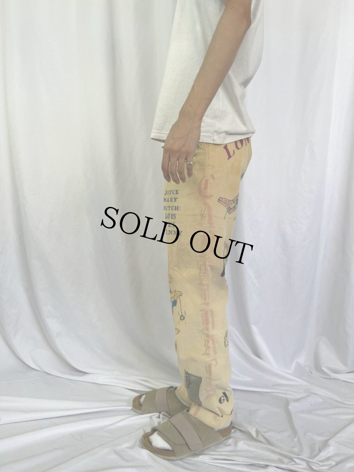 画像4: 60's Hand Painted メモリアルコーデュロイパンツ W30 (4)