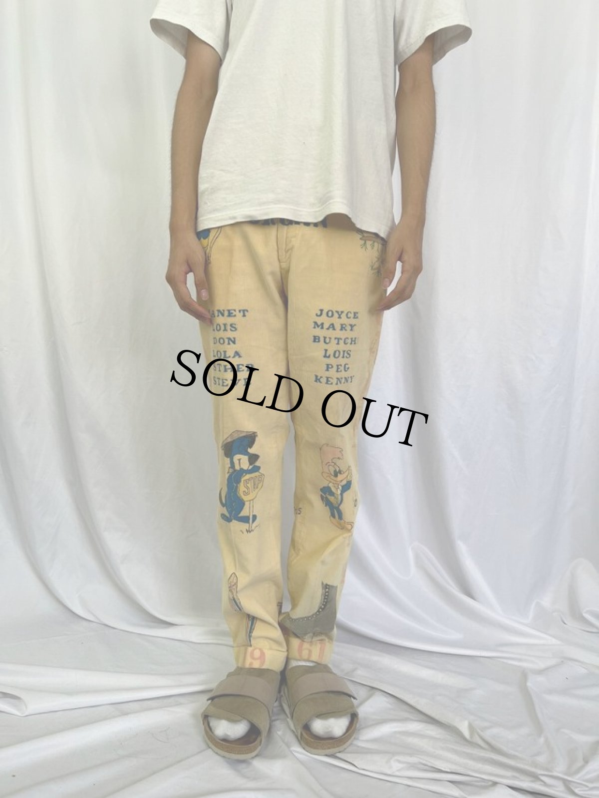 画像3: 60's Hand Painted メモリアルコーデュロイパンツ W30 (3)