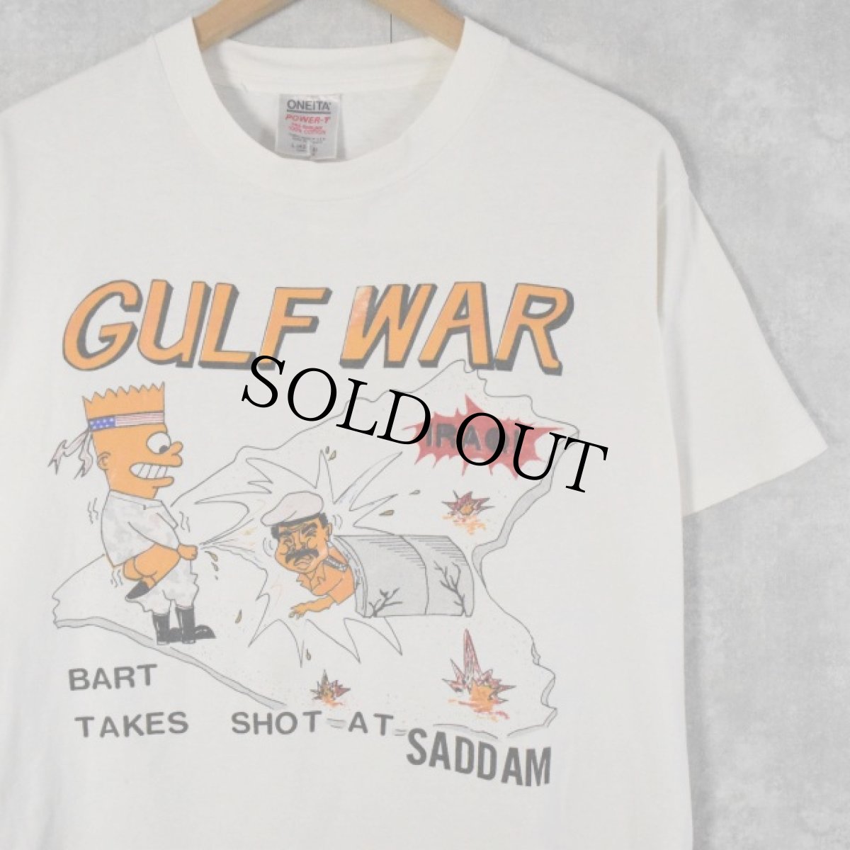 画像1: 90's ブート The Simpsons USA製 "GULF WAR" 社会風刺プリントTシャツ L (1)