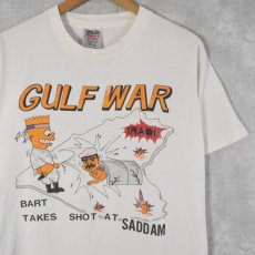 画像1: 90's ブート The Simpsons USA製 "GULF WAR" 社会風刺プリントTシャツ L (1)