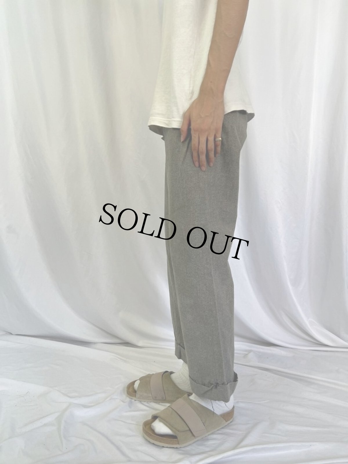 画像3: 40's "グレシャン" 三角当て×サイドアジャスタベルト付き ワークパンツ W32 (3)