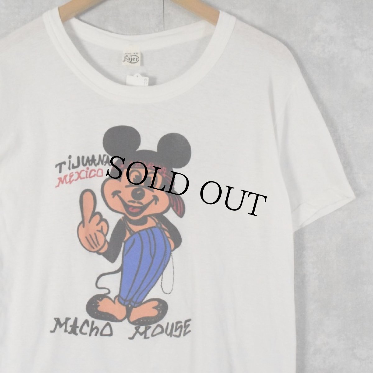 画像1: 70's "MACHO MOUSE" パロディキャラクタープリントTシャツ XXL (1)