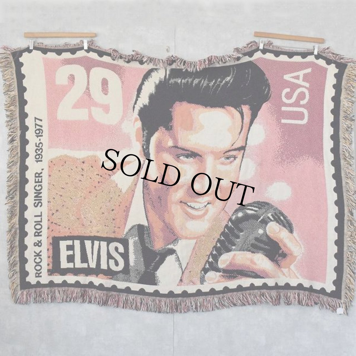 画像1: 70's Elvis Presley USA製 "29" 切手デザイン ブランケット (1)