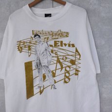 画像1: 90's Elvis Presley USA製 ミュージシャンラメプリントTシャツ XL (1)