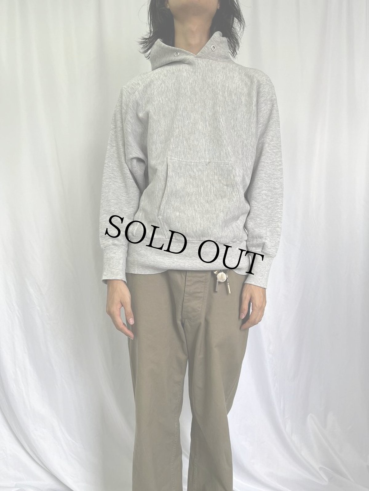 画像2: 70〜80's Champion REVERSE WEAVE USA製 バータグ スウェットフーディー 無地 XL (2)