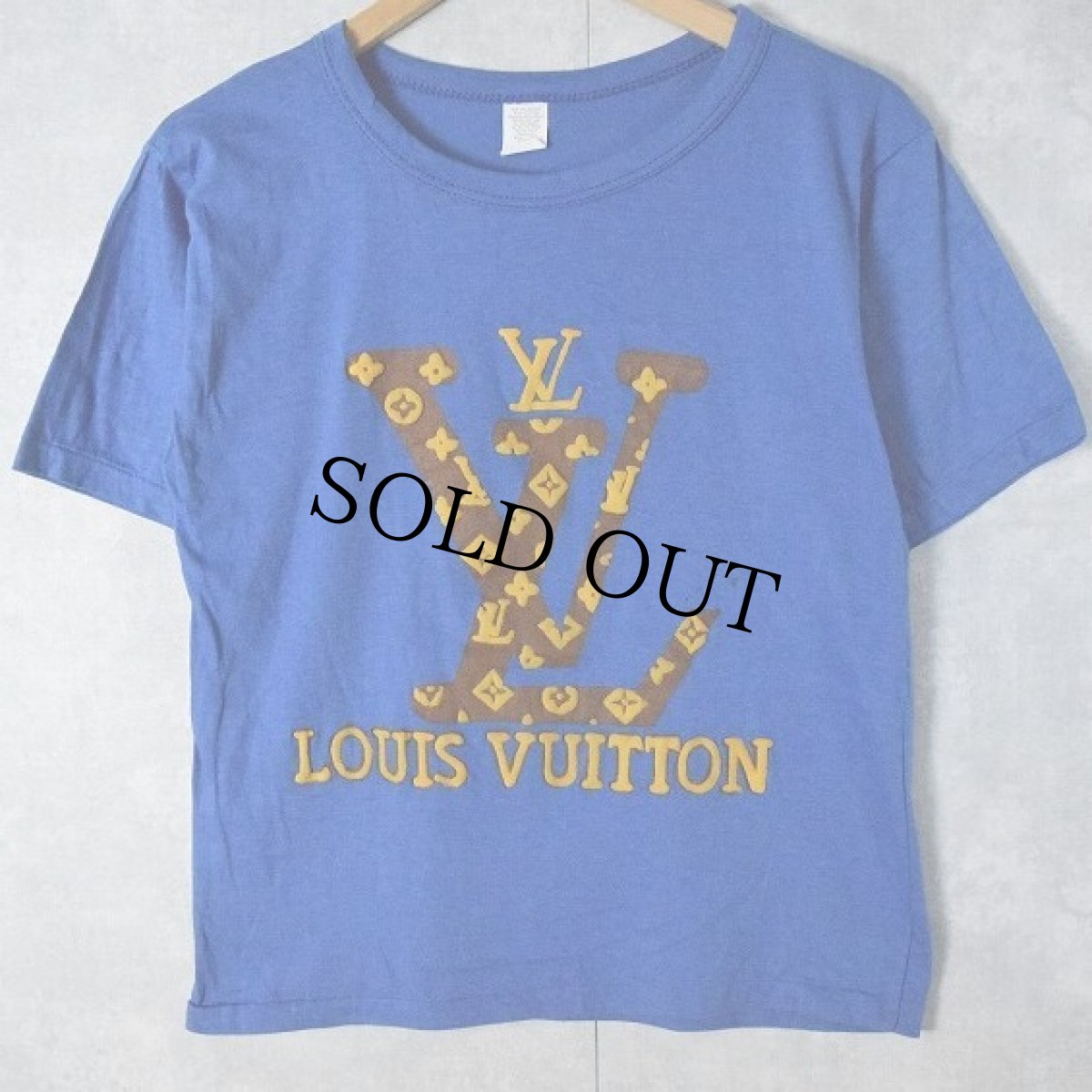 画像1: 80's ブート LOUIS VUITTON USA製 ロゴフロッキープリントTシャツ L (1)