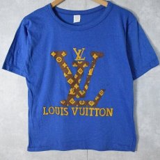 画像1: 80's ブート LOUIS VUITTON USA製 ロゴフロッキープリントTシャツ L (1)