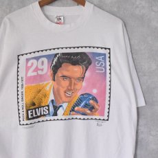 画像1: 90's Elvis Presley USA製 切手デザイン ミュージシャンプリントTシャツ XL (1)